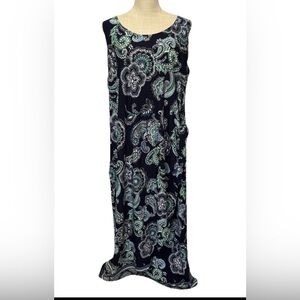 Signature by Robbie Bee Sleeveless Paisley Print Tie Midi Dress Size 2XL